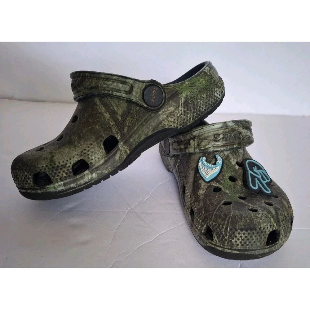 Crocs Kids Realtree APX Clog Shoes Camouflage Youth Size C12 Slip On Slides